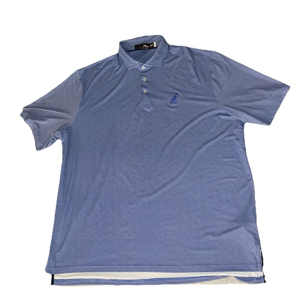RLX Ralph Lauren Airflow Golf Polo Shirt 1896 Logo Mens 2XL Lightweight Blue EUC